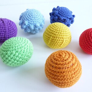 Montessori tactile balls/ Montessori sensory balls/ Crochet sensory ball/ Waldorf educational toy/ Rainbow textured ball/ Tactile toy image 4