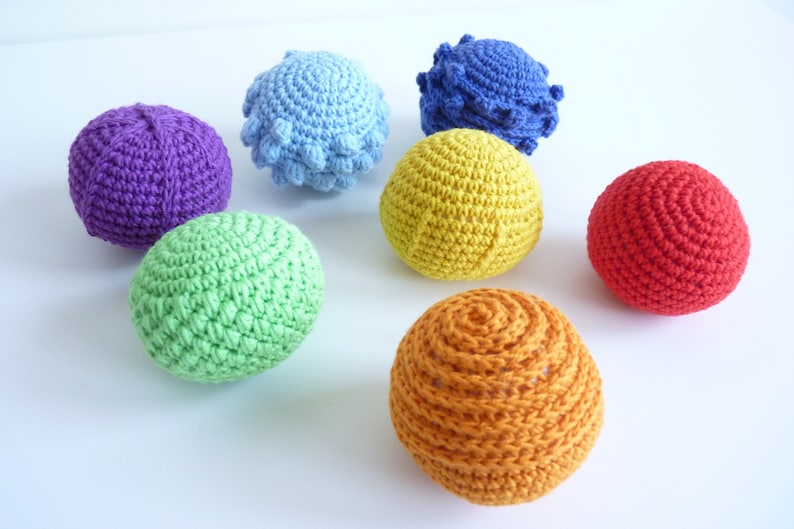 Montessori tactile balls/ Montessori sensory balls/ Crochet sensory ball/ Waldorf educational toy/ Rainbow textured ball/ Tactile toy image 4