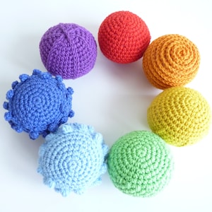 Montessori tactile balls/ Montessori sensory balls/ Crochet sensory ball/ Waldorf educational toy/ Rainbow textured ball/ Tactile toy image 1