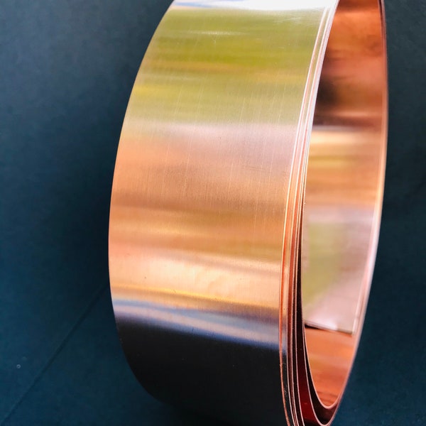 Copper strip roll,  1.5in x 10ft, 16 oz-24 gauge, other sizes available, copper sheet metal