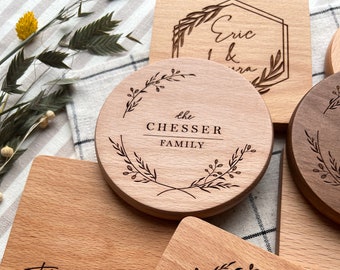 Custom wooden premium quality personalized coasters gift | engraved housewarming gift | Engraved wooden coaster set | Custom Gift | Wedding
