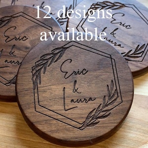 Personalized wood coasters / Engraved Coasters/ Custom wood coasters / wedding gift / housewarming / coaster set / laser engraved