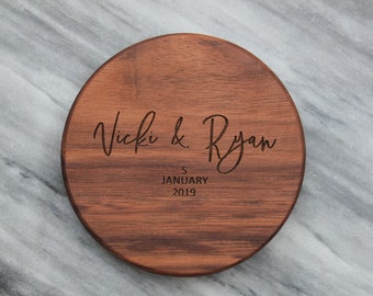 Sous-verres en bois personnalisés/sous-verres gravés/sous-verres en bois personnalisés/cadeau de mariage/pendaison de crémaillère/ensemble de sous-verres/gravure laser