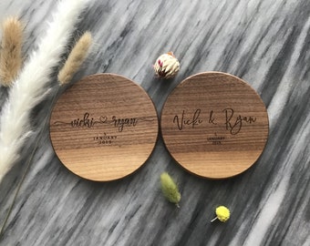 Personalized wood coasters/Laser engraved coasters/Custom wood coasters/Wedding gift/Housewarming/Gift for her/Gift for him/Coster set