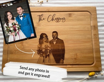 Custom Photo Cutting Board | Personalized Charcuterie Board | Gift for new couple, housewarming, anniversary, mother's day gift | Engraved