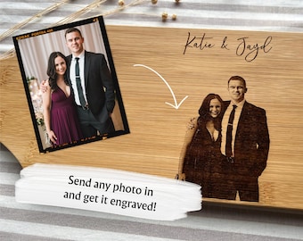 Custom Photo Cutting Board | Personalized Charcuterie Board | Gift for new couple, housewarming, anniversary, mother's day gift | Engraved