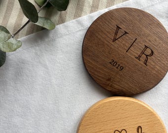 Custom wooden personalized coasters gift set for her | engraved new home gift | Engagement Custom Gift | Wedding Gift | Mother's Day gift