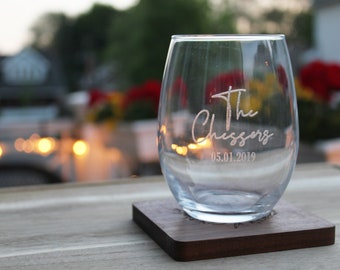 Personalized wine Glass / Engraved Glass / wine glasses / Stemless wine glass / Monogram wine Glass / wedding gifts / bridesmaid gifts