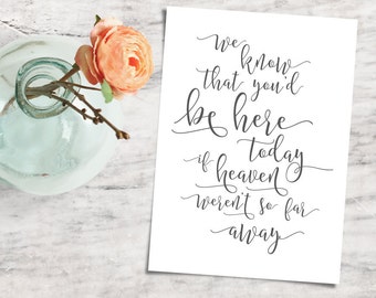 Printable Heaven Wedding Sign, Signage for Lost Loved Ones - INSTANT DOWNLOAD