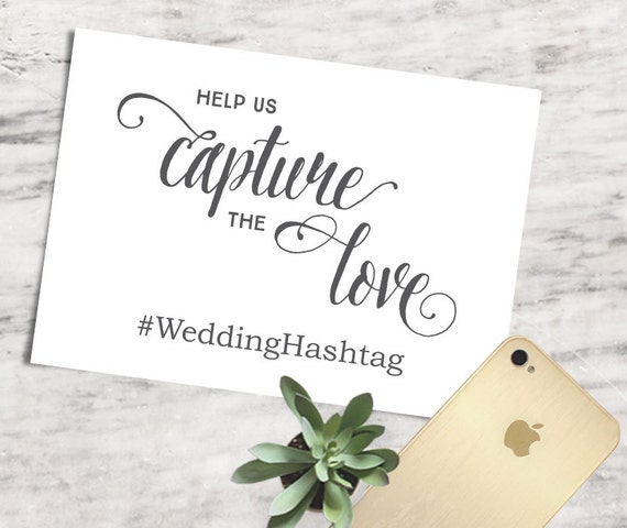 Printable Capture the Love Signage Wedding Hashtag Sign | Etsy