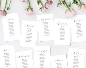 Printable Wedding Seating Chart Template, Editable Seating Chart Cards: INSTANT DOWNLOAD