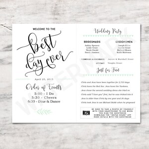 Wedding Program Fan Template, Printable Wedding Program, Fun Wedding Program INSTANT DOWNLOAD image 2