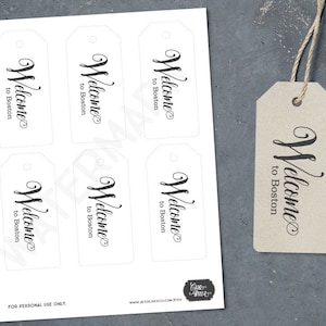 Printable Welcome Tag, Welcome Bag Tag, Customizable City - INSTANT DOWNLOAD