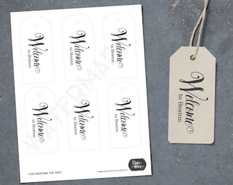Printable Welcome Tag, Welcome Bag Tag, Customizable City - INSTANT DOWNLOAD