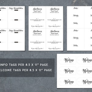 Wedding Welcome Bag Tag Templates, Printable Welcome Tag Templates, Wedding Favors INSTANT DOWNLOAD image 2