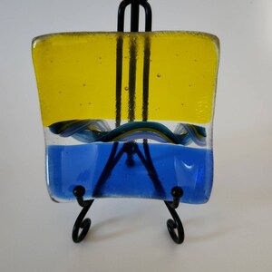Ring Dish in Transparent Yellow and Blue