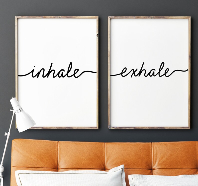 Inhale Exhale Print Yoga Wall Art Printable digital Etsy