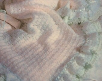 Green and white afghan