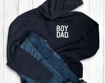 Boydad® Navy Hoodie White Logo, Boy Dad Sweater, Boy Dad Gift, Boydad, Dad of Boys, dad of boy, Gift for Dad, Dad Shirt, Sweatshirt