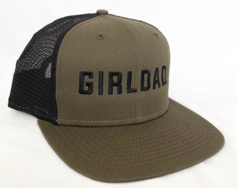 Girldad® Embroidered Trucker Hat, Olive/Black Full Logo Trucker Hat, Embroidered SnapBack Hat, Girl Dad, Girl Dad Gift, Dad of Girls, forDad