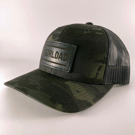Girldad® Leather Patch Trucker Hat Black Camo Trucker Hat | Etsy