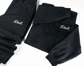 Sudadera BoyDad Heavyweight Crew, bordada en azul/blanco sobre negro, regalo para papá de niño, Boydad, papá de niños, papá de niño, regalo para papá, conjunto deportivo