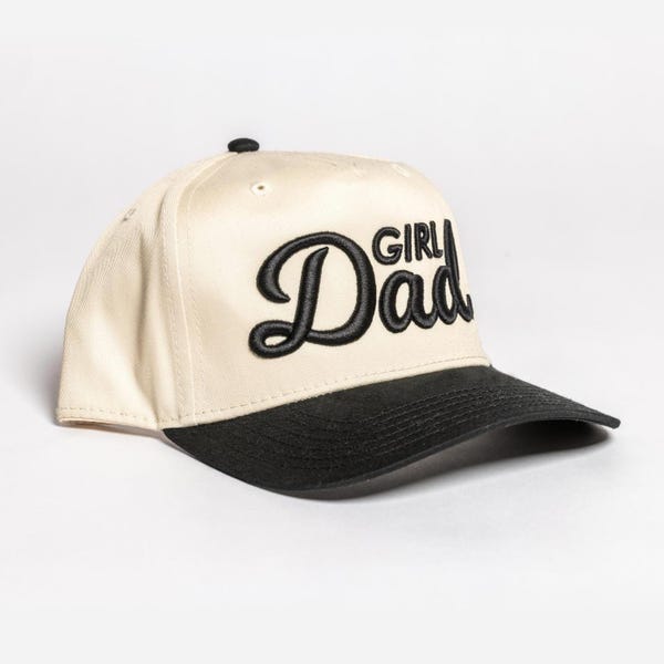Casquette de baseball classique naturelle/noire brodée 3D GirlDad®, papa fille, cadeau papa fille, papa d'une fille, chapeau nouveau papa, cadeau fête des pères