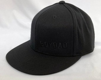 Boydad® Embroidered Flexfit Hat, Flexfit 210® Flat Bill Cap Black/Black Hat, Boy Dad, Boy Dad Gift, Dad of Boy, Gift Dad