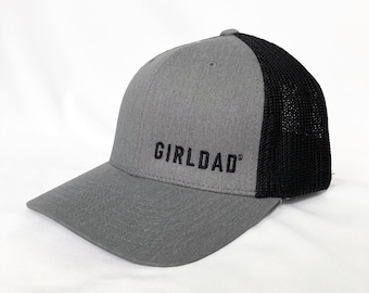 Girldad® Heather Grey/Black Mesh Back Embroidered FlexFit Cap, Girl Dad, Girl Dad Gift, Dad of Girl, Gift Dad, Girldad, Dad Gift