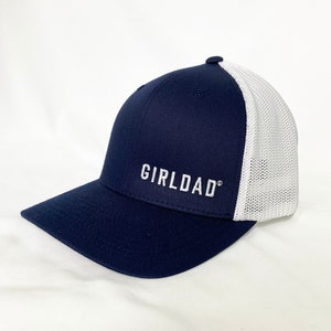 Girldad® Mesh Back Embroidered Flexfit Hat, Navy/White Flexfit Cap Girl Dad, Girl Dad Gift, Dad of Girl, Gift Dad, Girldad, Dad Gift