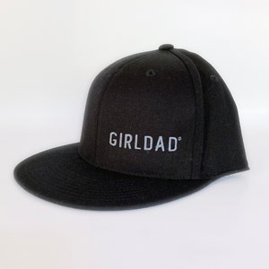 Girldad® Embroidered Trucker Hat, Flexfit 210® Flat Bill Cap Black/Silver Trucker Hat, Girl Dad, Girl Dad Gift, Dad of Girl, Gift Dad