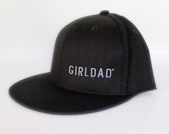 Girldad® Embroidered Trucker Hat, Flexfit 210® Flat Bill Cap Black/Silver Trucker Hat, Girl Dad, Girl Dad Gift, Dad of Girl, Gift Dad