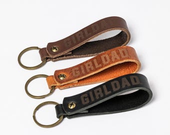 Girldad® Leather Keychain, Leather Keychain, Key holder, Keychain for men, Gift for Dad, Dad of Girls, Girl Dad, Stocking Stuffer