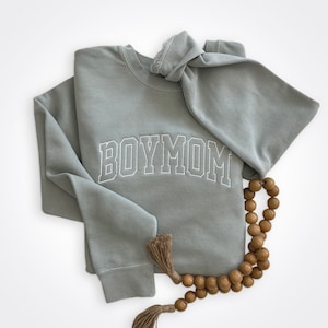 Boymom® Embroidered Midweight Pigment Dyed Crew Sweatshirt, Boy Mom Gift, Boymom, Mom of Boys, mom of sons, Gift for mom, Boy Mama, All boys