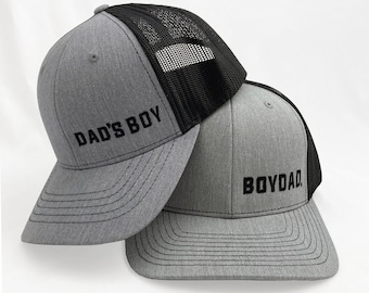 Boydad® & Dad's Boy Heather Grey/Black Structured Matching Hats, Boy Dad and Sons, Family Match, All Boys, Daddy and Me, Daddy and Me style