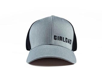 GirlDad® FlexFit Heather Grey/Black Mesh Back, Black Offset Embroidered Logo Hat, Girl Dad, Girl Dad Gift, Dad of Girl, Gift Dad, Girldad