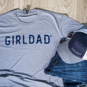 Girldad® Embroidered Trucker Hat, Grey/Navy/White Trucker Hat, Embroidered SnapBack Hat, Girl Dad, Girl Dad Gift, Dad of Girls image 2