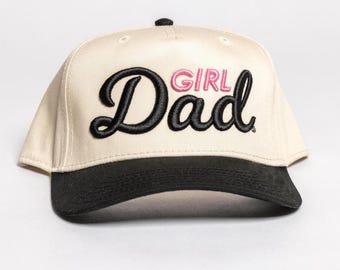 GirlDad® 3D Puff Embroidered Classic Pink Natural/Black Baseball Cap, Girl Dad, Girl Dad Gift, Dad of Girl, New Dad Hat, Father's Day Gift