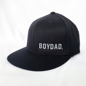 Boydad® Embroidered Flexfit Hat, Flexfit 210® Flat Bill Cap Black/Silver Hat, Boy Dad, Boy Dad Gift, Dad of Boy, Gift Dad