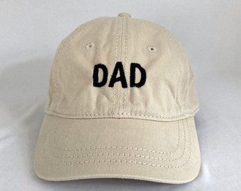 DAD Embroidered Khaki Unstructured Dad Hat Cap, Pigment Dyed Unstructured Baseball Cap, Boy Dad, Girl Dad Gift, Gender Reveal, Dad Hat