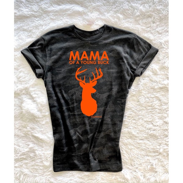 MAMA of a Young Buck Black Camo SHORT Sleeve Tee