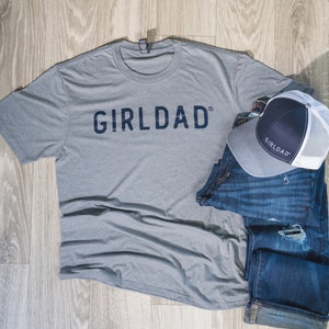 Girldad® Heather Grey with Navy Tee, Girl Dad, Girl Dad Gift, Girldad, Dad of Girl, dad of girls shirt, Gift for Dad, Dad Shirt