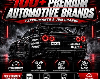 Paquete de archivos SVG con logotipos de JDM Performance / Más de 100 marcas de tuning para carreras (descarga digital)