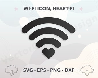 Wifi Heart Icon SVG: Love Prints, Sign (Digital Download)