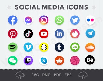 Social Media Svg, Social Media Icons, Social Media Png, İcons Svg, Facebook, Instagram Icon, Circle icons, Instant Download