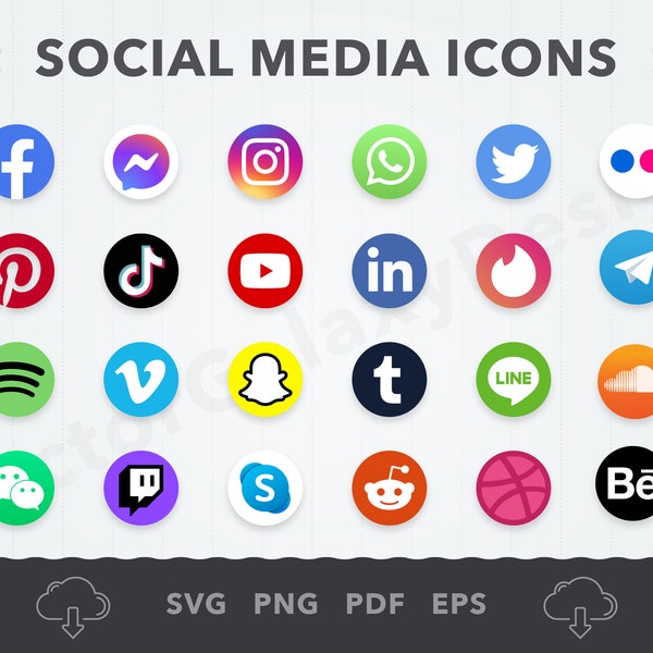 Social Media Svg, Social Media Icons, Social Media Png, İcons Svg, Facebook, Instagram Icon, Circle icons, Instant Download