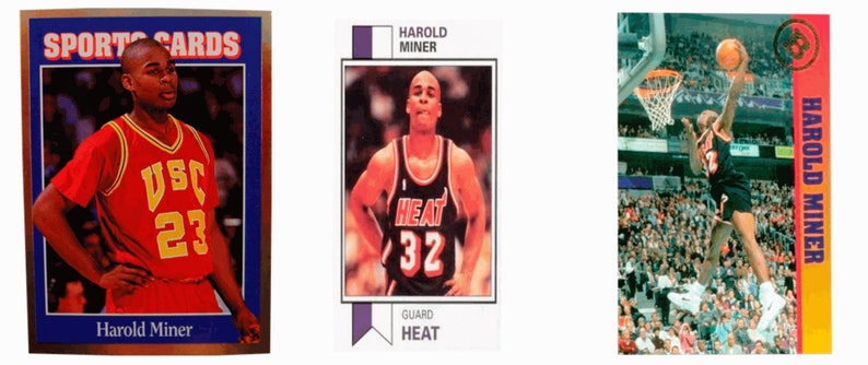 2 Harold Miner Odd-Ball Trading Card Lot