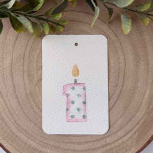 Erster Geburtstag Geschenkanhänger, erster Geburtstag Anhänger, erster Geburtstag Geschenkanhänger, rosa Kerze Geschenkanhänger für ersten Geburtstag, Geschenkanhänger für 1