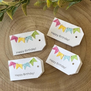 Cadeaulabel banner voor gelukkige verjaardag, handgemaakt cadeaulabel verjaardag, cadeaulabel banner met kleine strassteentjes,