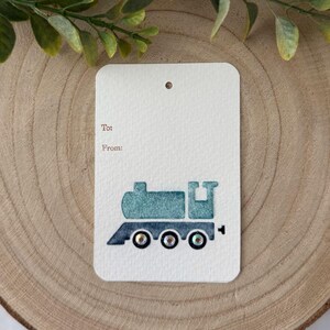 Etiqueta de regalo de tren, etiqueta de regalo de tren azul, etiqueta para niño pequeño, etiqueta de regalo de tren brillante, etiqueta de regalo con temática de tren, etiqueta de regalo pequeña